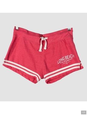 Long Beach California Shorts Pink Drawstring Beach Lounge Graphic Size M
